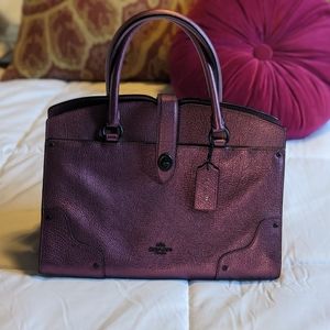 Coach Metallic Plum Leather Handbag